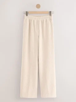 Ecru Wide Leg Soft Cord Trousers