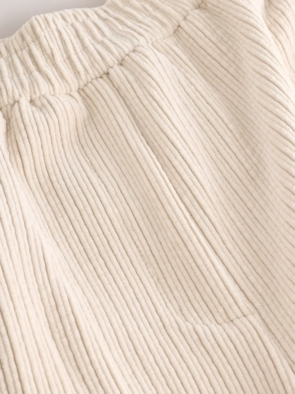 Ecru Wide Leg Soft Cord Trousers