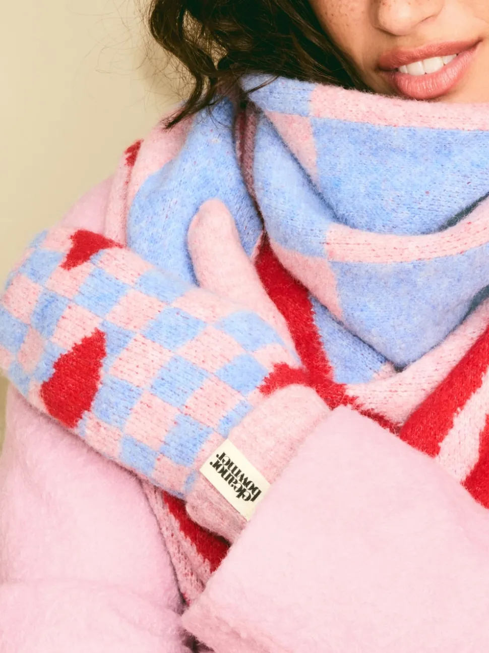 Eleanor Bowmer Checkerboard Lips Mittens