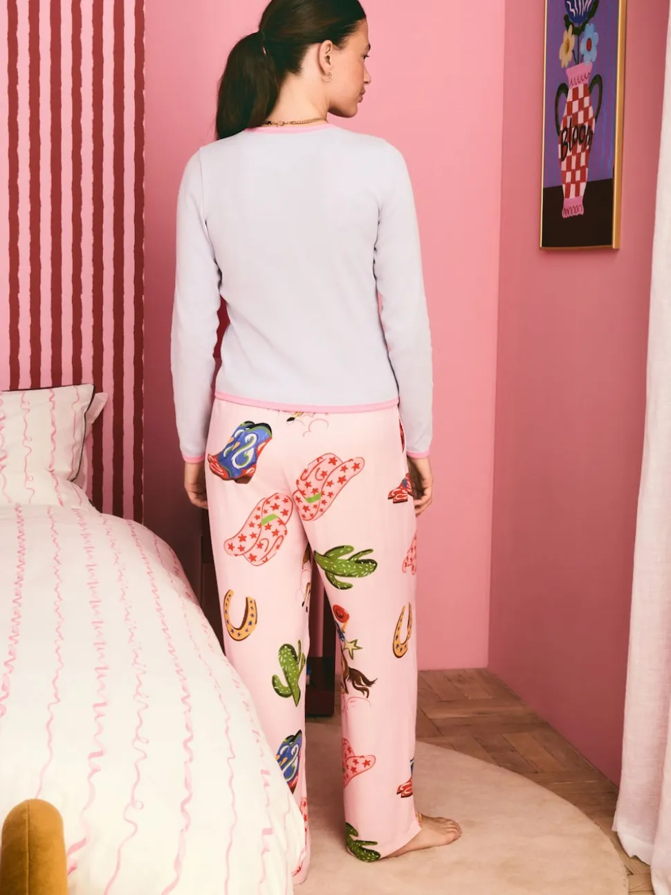 Eleanor Bowmer Pale Pink Howdy Cardigan Pyjamas