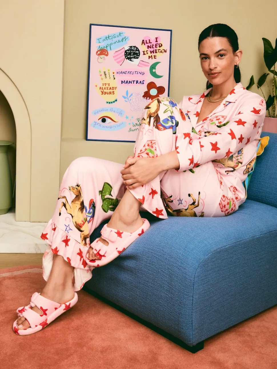 Eleanor Bowmer Pink Star Slider Slippers