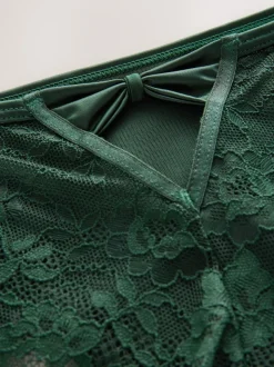 Emerald Green Lace Bow Back Knickers