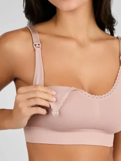 Emma-Jane Pink Lace Trim Seamless Maternity & Nursing Bra