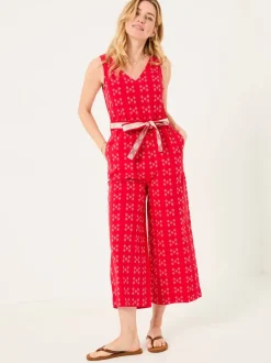 FatFace Aeran Red Jacquard Jumpsuit