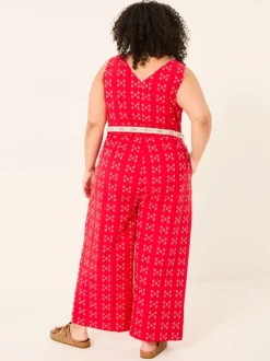 FatFace Aeran Red Jacquard Jumpsuit