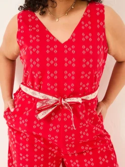 FatFace Aeran Red Jacquard Jumpsuit