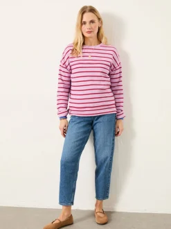 FatFace Airlie Lilac Purple Breton Stripe Crew Sweat
