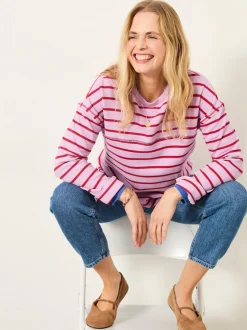 FatFace Airlie Lilac Purple Breton Stripe Crew Sweat