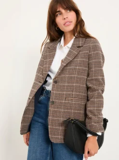 FatFace Alba Brown Check Blazer