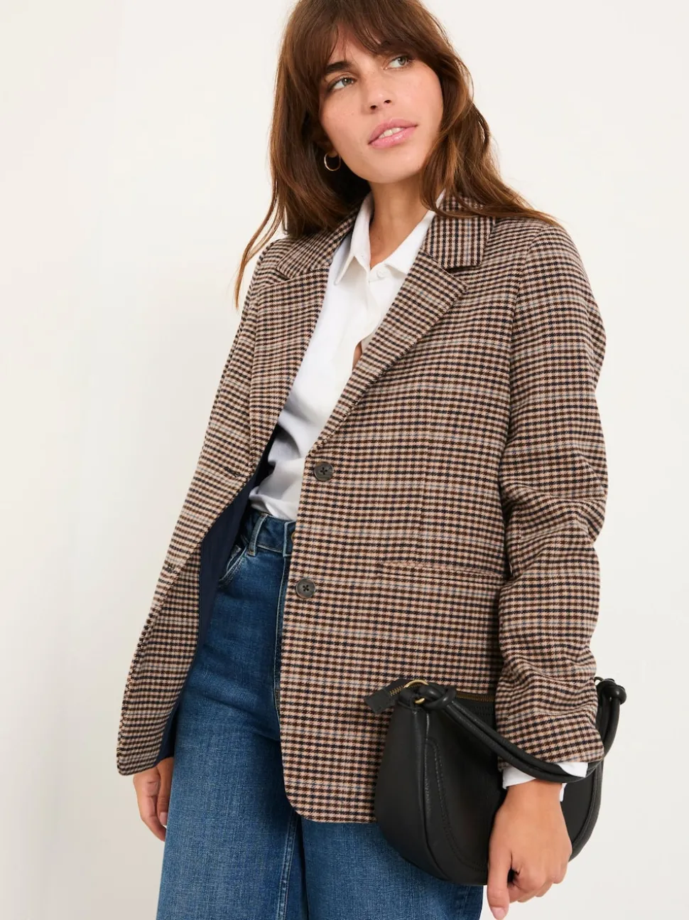 FatFace Alba Brown Check Blazer