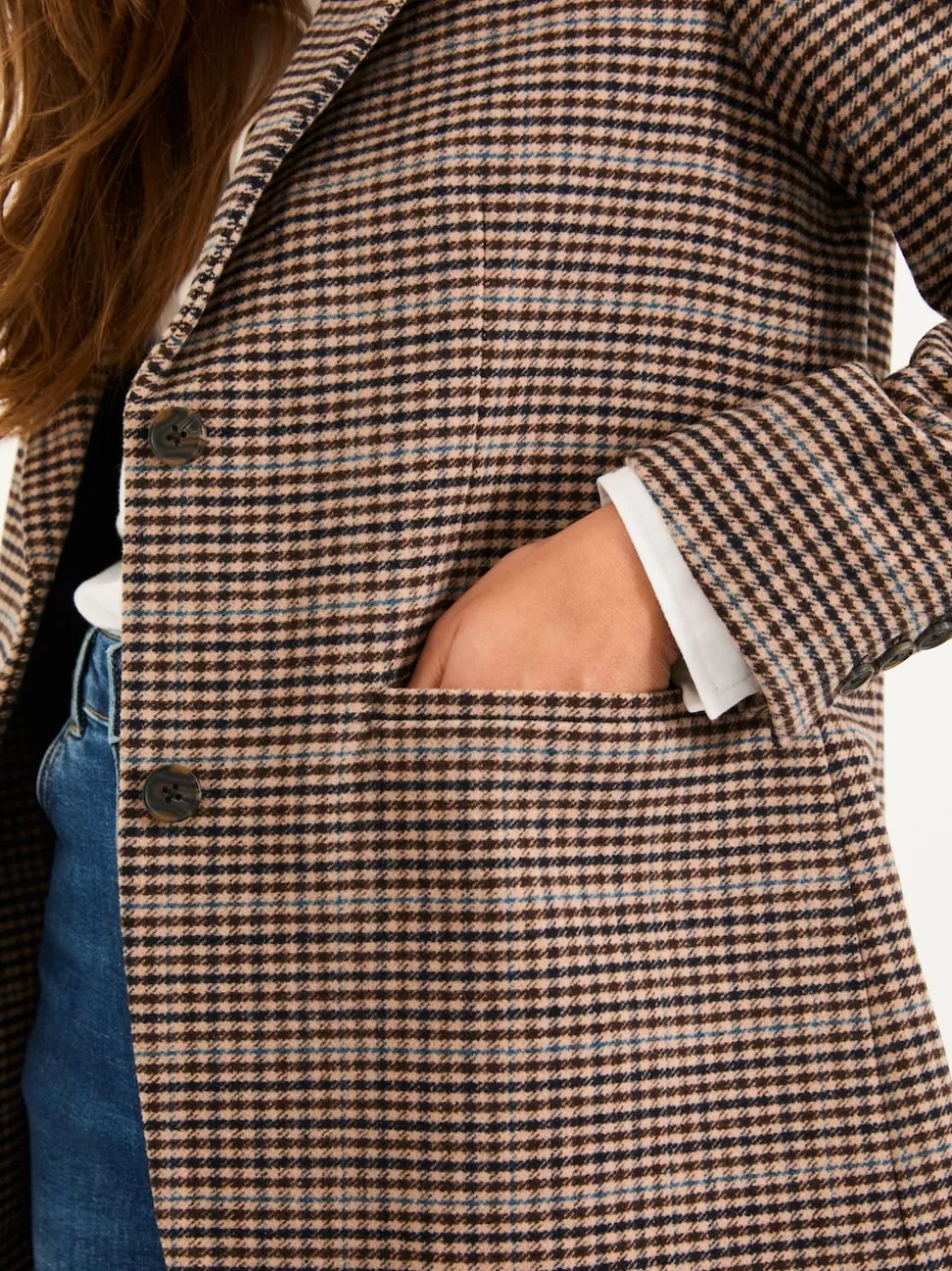 FatFace Alba Brown Check Blazer