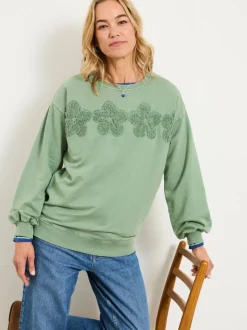 FatFace Alex Jade Green Floral Placement Crew Sweat