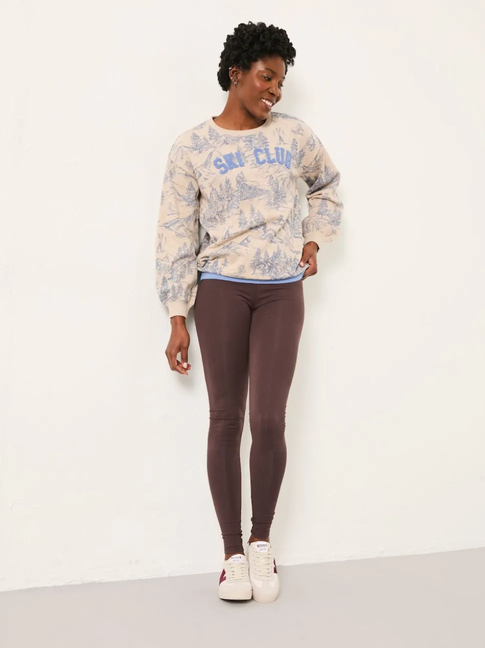 FatFace Alex Natural Ski Club Crew Sweatshirt