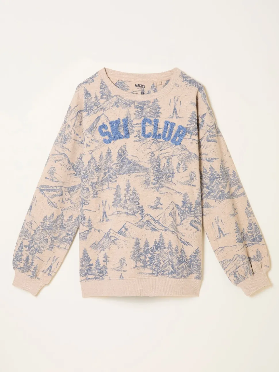 FatFace Alex Natural Ski Club Crew Sweatshirt