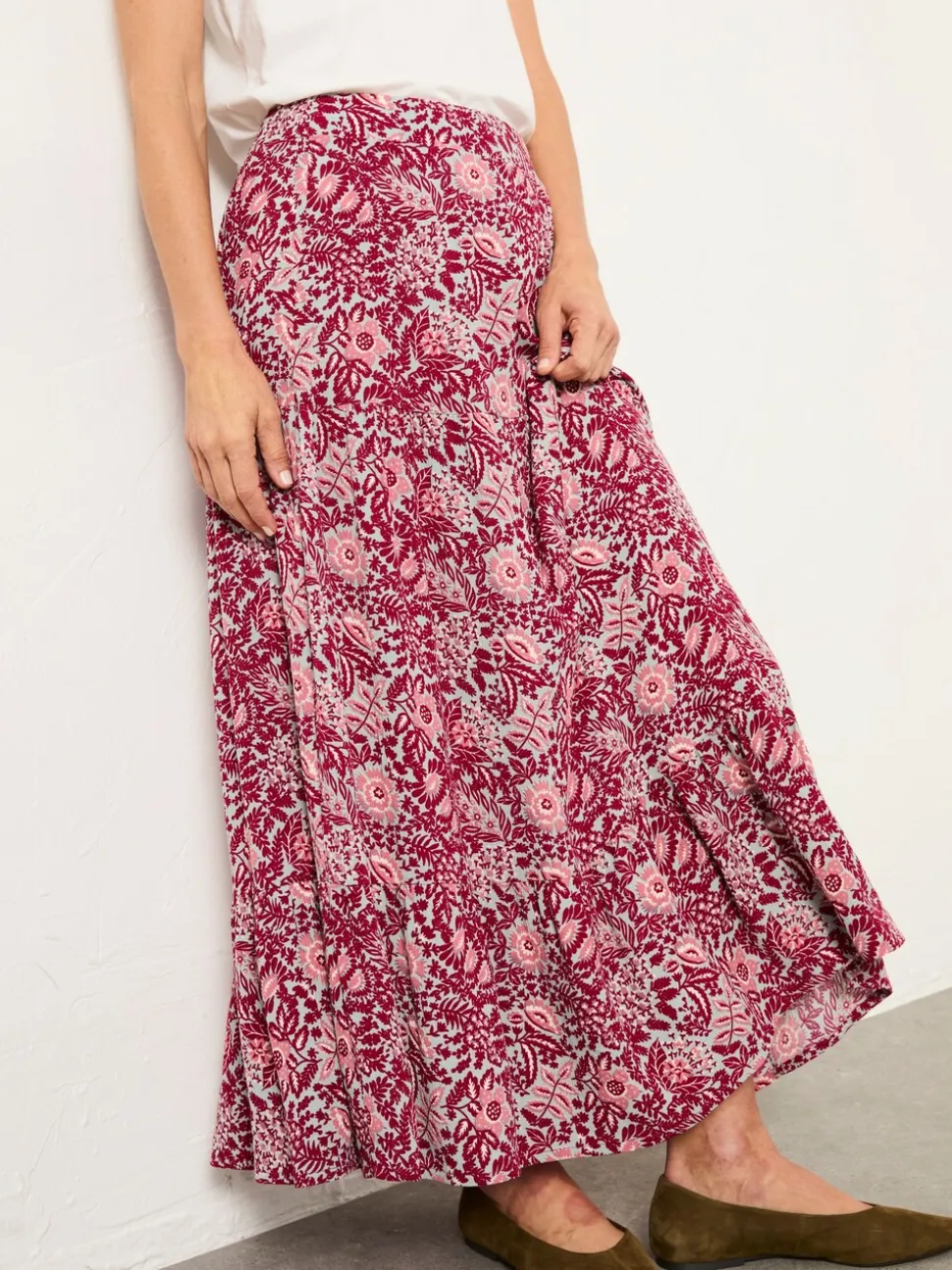 FatFace Anika Plum Purple Spriggy Ditsy Midi Skirt