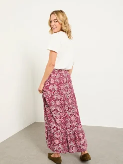 FatFace Anika Plum Purple Spriggy Ditsy Midi Skirt