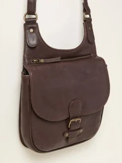 FatFace Anna Chocolate Brown Oiled Crossbody Bag