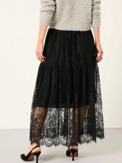 FatFace Annie Black Lace Midi Skirt