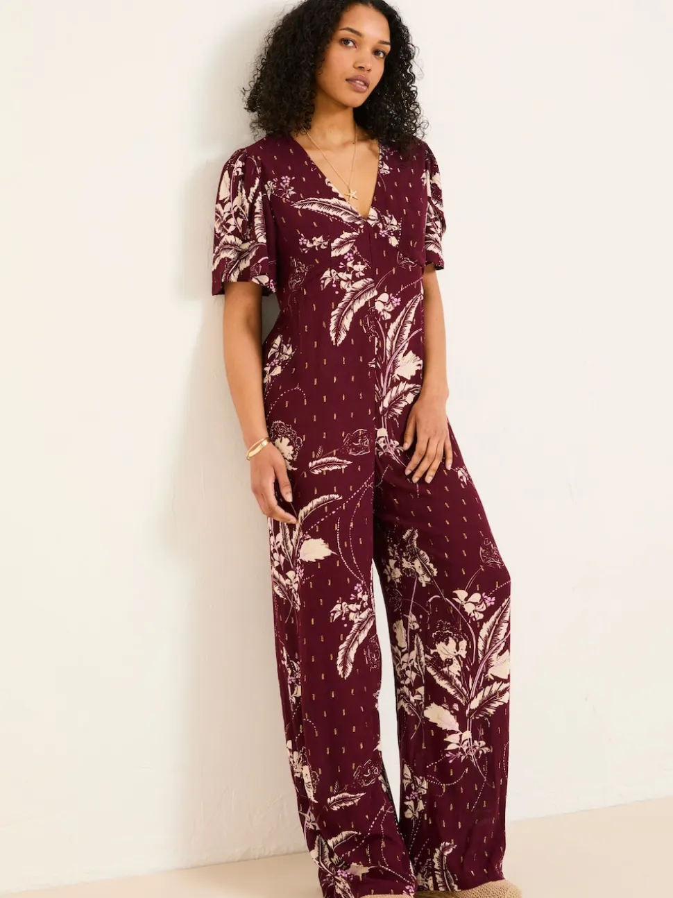 FatFace Azalea Claret Floral Print Jumpsuit
