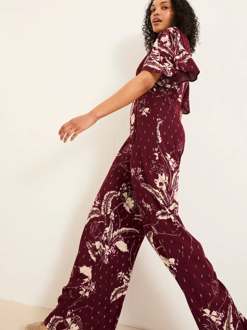FatFace Azalea Claret Floral Print Jumpsuit