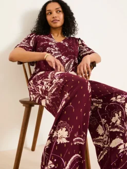 FatFace Azalea Claret Floral Print Jumpsuit