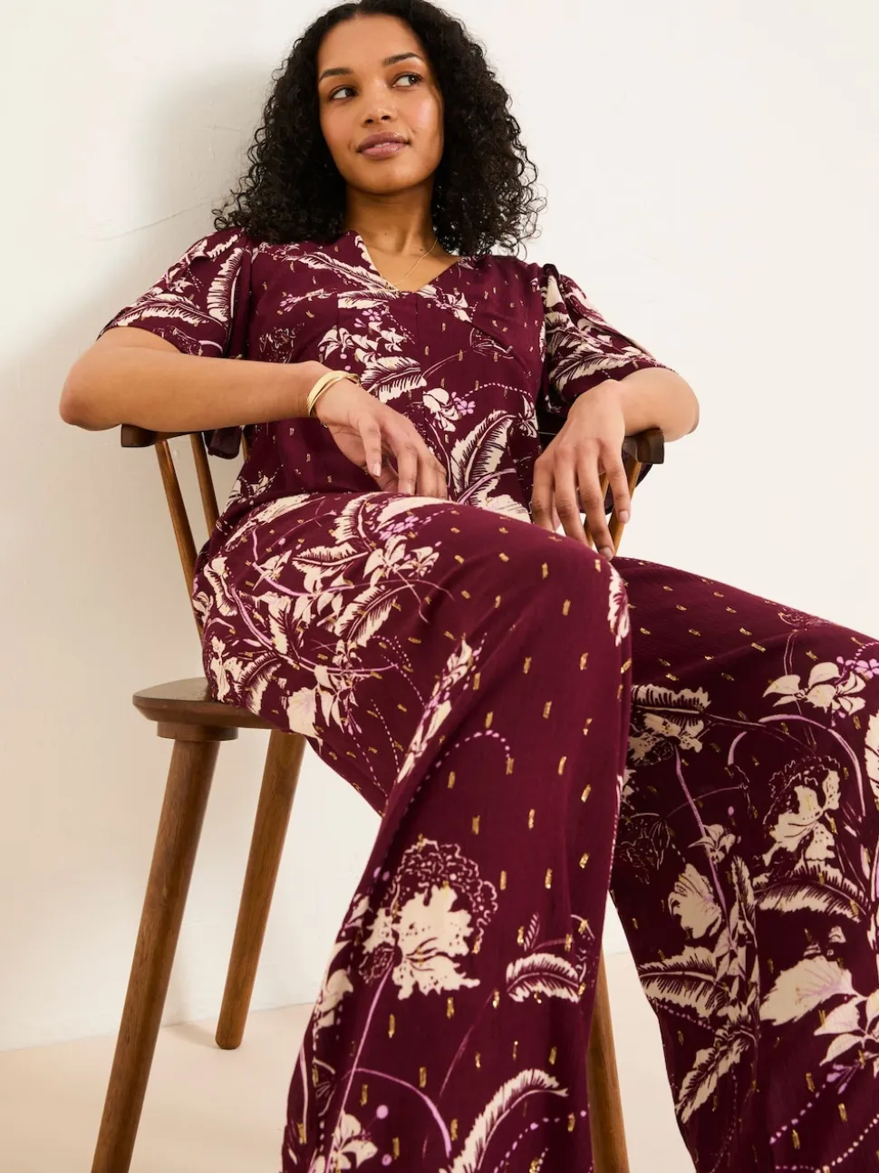 FatFace Azalea Claret Floral Print Jumpsuit