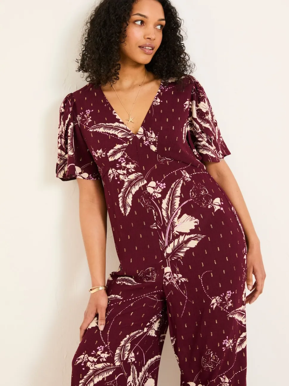 FatFace Azalea Claret Floral Print Jumpsuit
