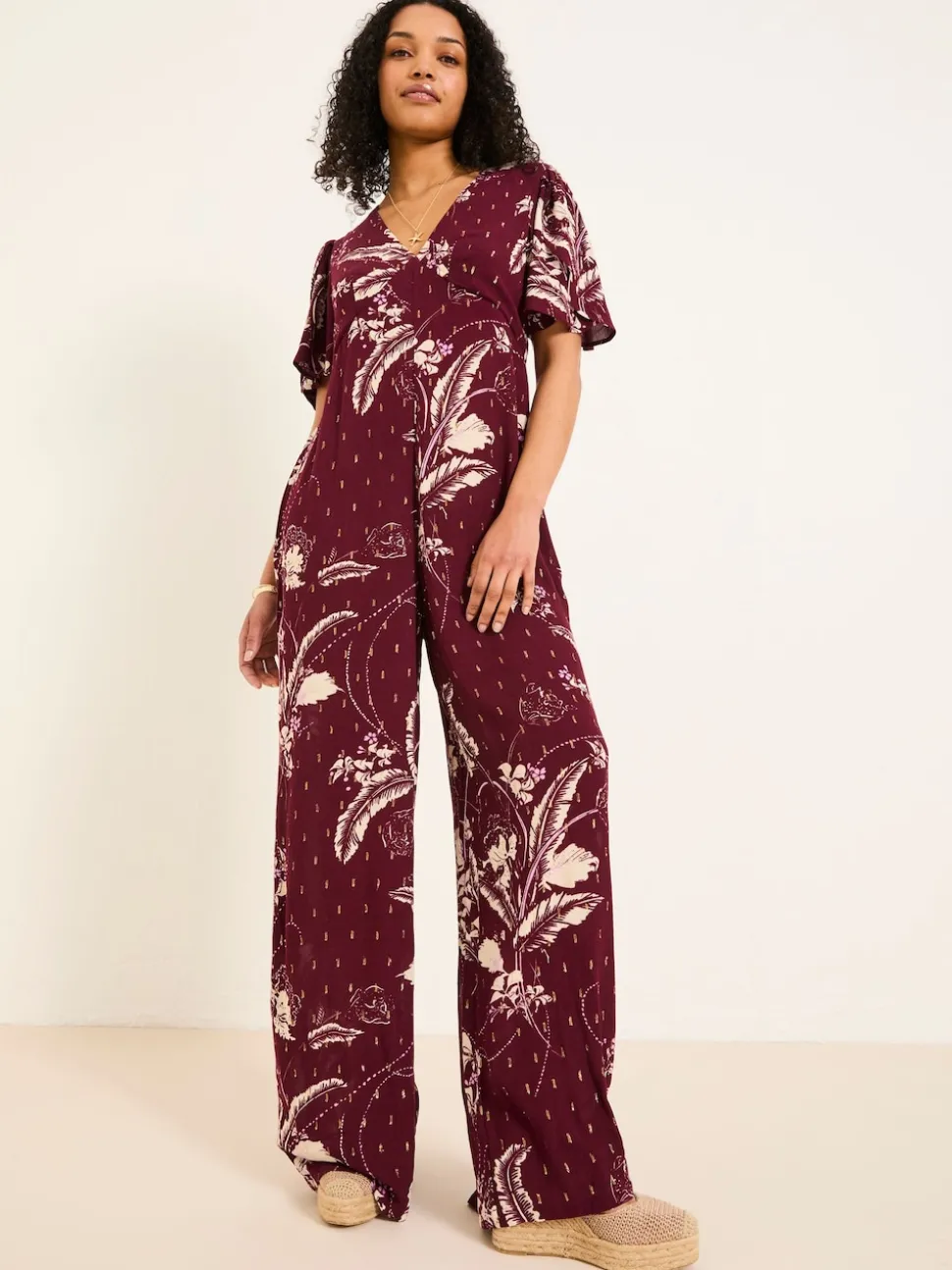 FatFace Azalea Claret Floral Print Jumpsuit