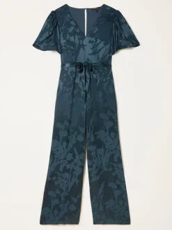 FatFace Azalea Dark Navy Petite Jacquard Jumpsuit