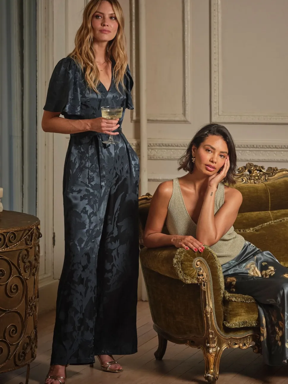 FatFace Azalea Dark Navy Jacquard Jumpsuit