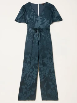 FatFace Azalea Dark Navy Jacquard Jumpsuit