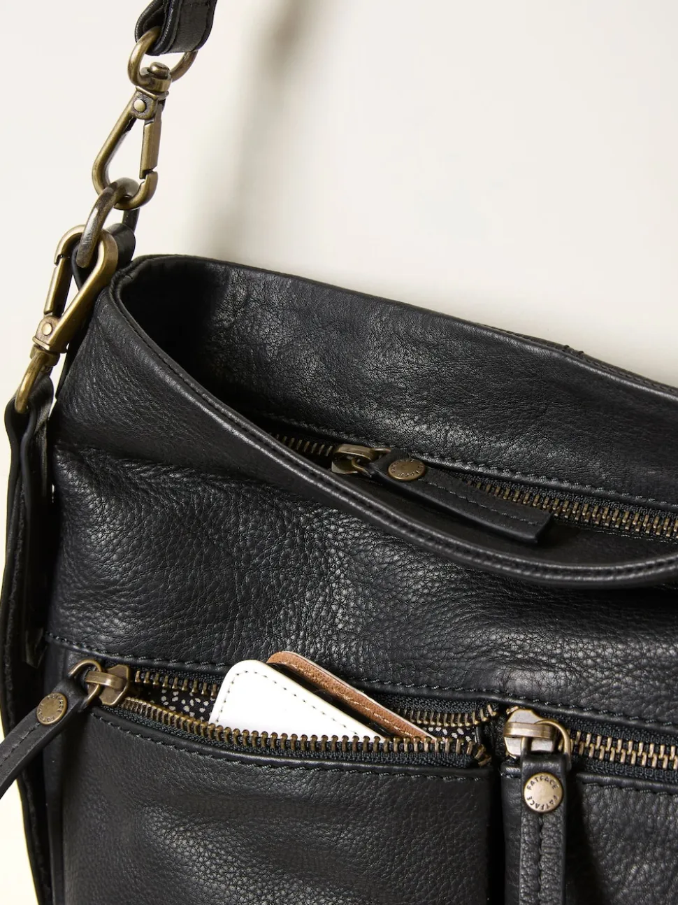 FatFace Bella Black Zip Detail Bag