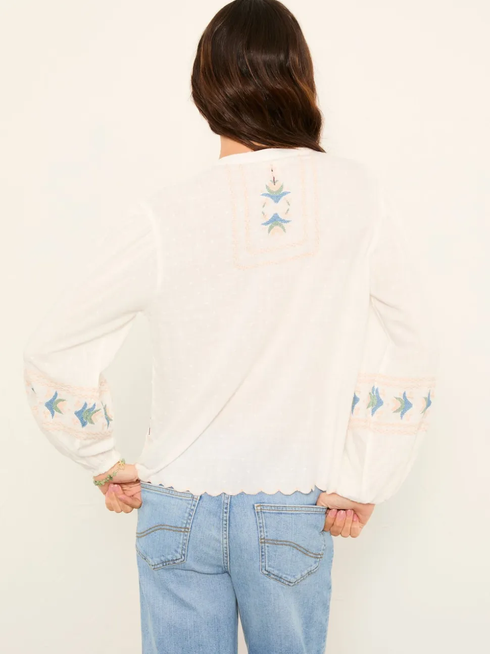 FatFace Betsie Ivory Embroidered Blouse