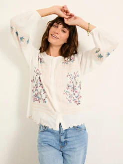 FatFace Betsie Ivory Embroidered Blouse