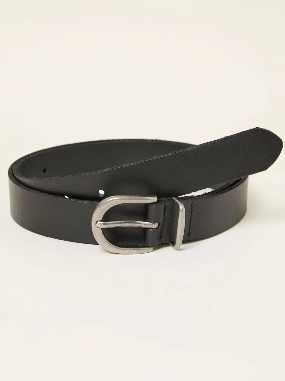 FatFace Black Plain Leather Belt