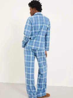FatFace Blue Metallic Check Pyjama Set