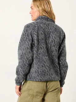 FatFace Blue Texture Floral Zip Through Fleece