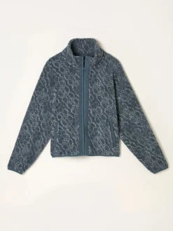 FatFace Blue Texture Floral Zip Through Fleece