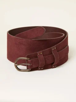 FatFace Burgundy Red Suede Waist Belt