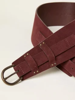 FatFace Burgundy Red Suede Waist Belt