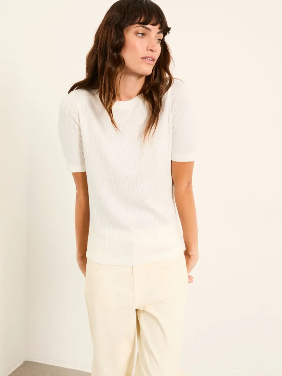 FatFace Callie Ivory Pointelle Top