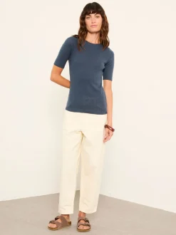 FatFace Callie Navy Pointelle Top