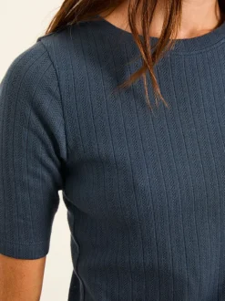 FatFace Callie Navy Pointelle Top