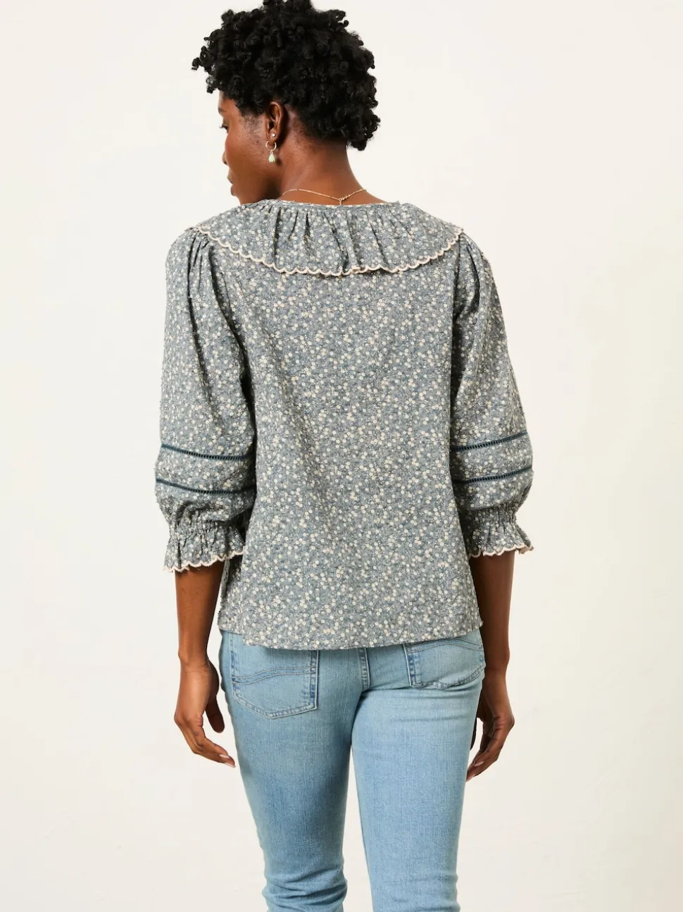FatFace Carly Blue Ditsy Blouse