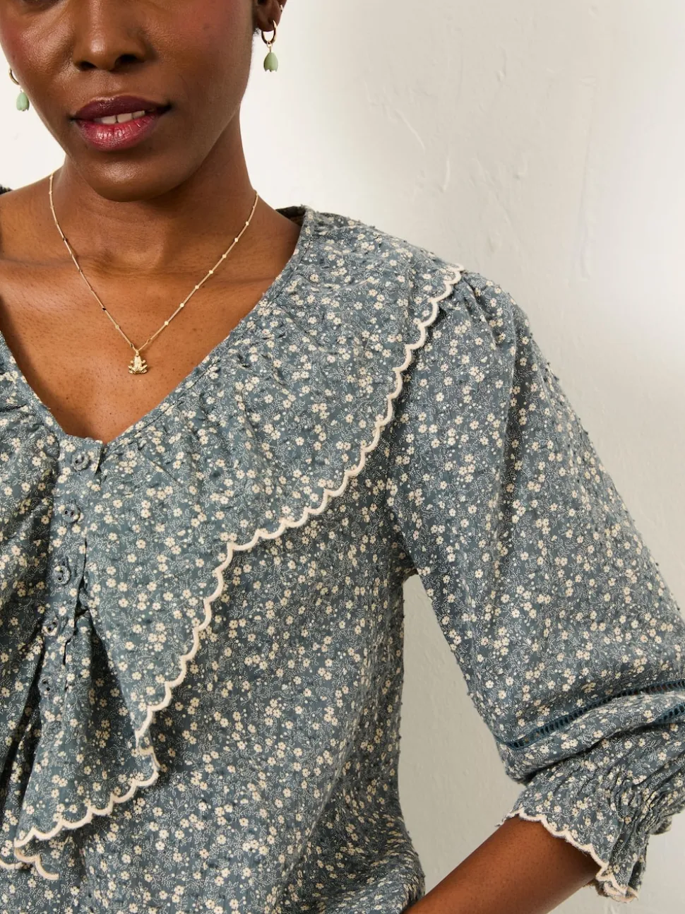 FatFace Carly Blue Ditsy Blouse