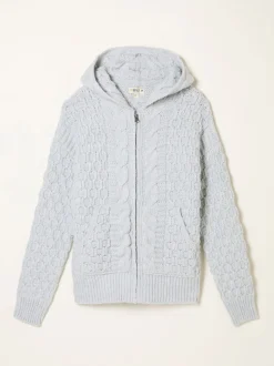 FatFace Casey Grey Knitted Cable Hoodie