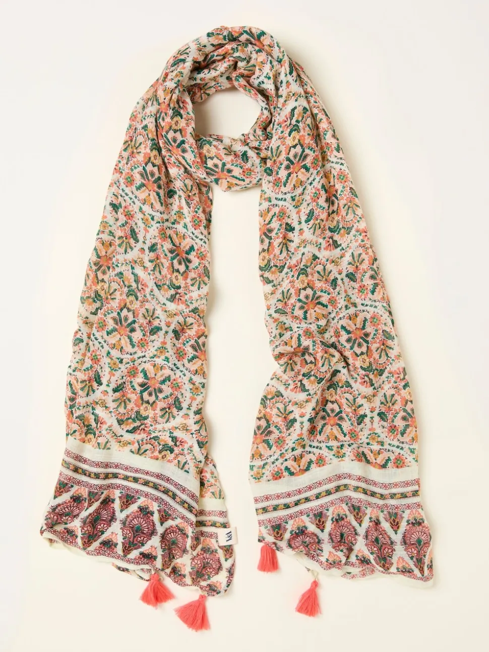 FatFace Chalk White Ornate Paisley Scarf