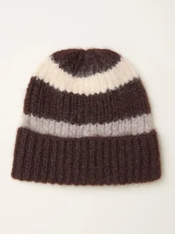 FatFace Chocolate Brown Stripe Beanie