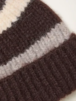 FatFace Chocolate Brown Stripe Beanie