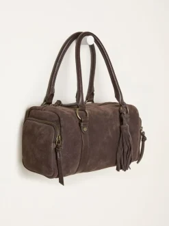 FatFace Chocolate Brown Suede Bowling Bag
